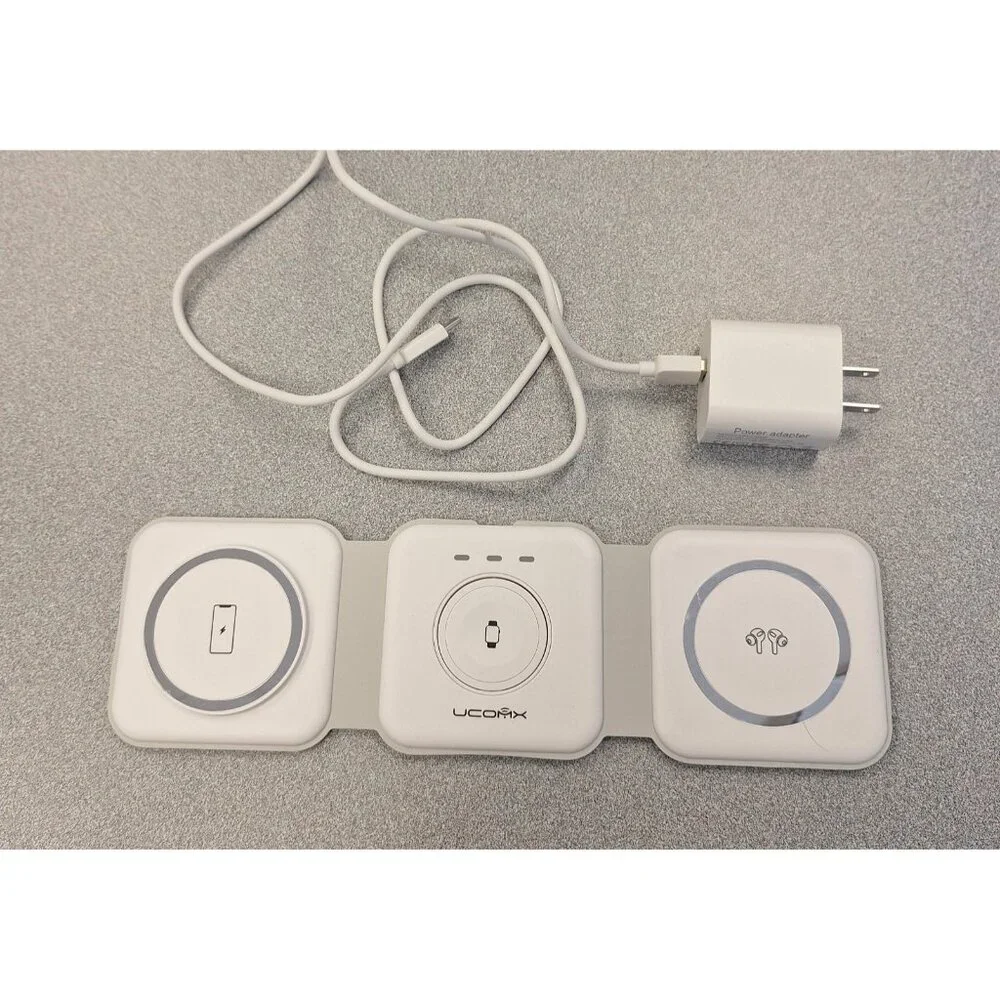 UComx Nano 3 In 1 Wireless Charger iPhone, Magnetic Foldable White New In Box